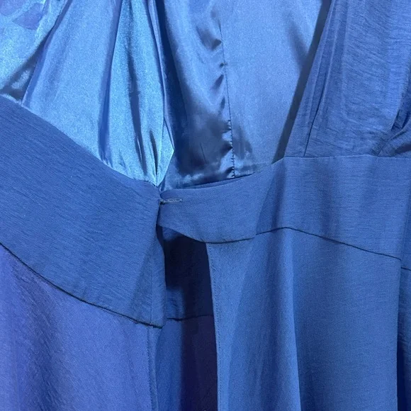 Alex Marie Royal Blue Wrap-Dress with 3/4 Sleeve - Picture 5 of 12